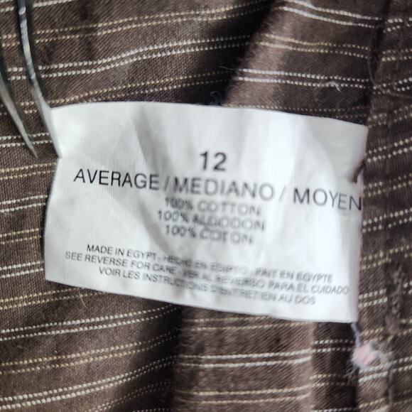 Jeanstar Shorts Womens 12 Brown Striped Tie Waist Roll Tab Hem Casual Preppy - Picture 5 of 11